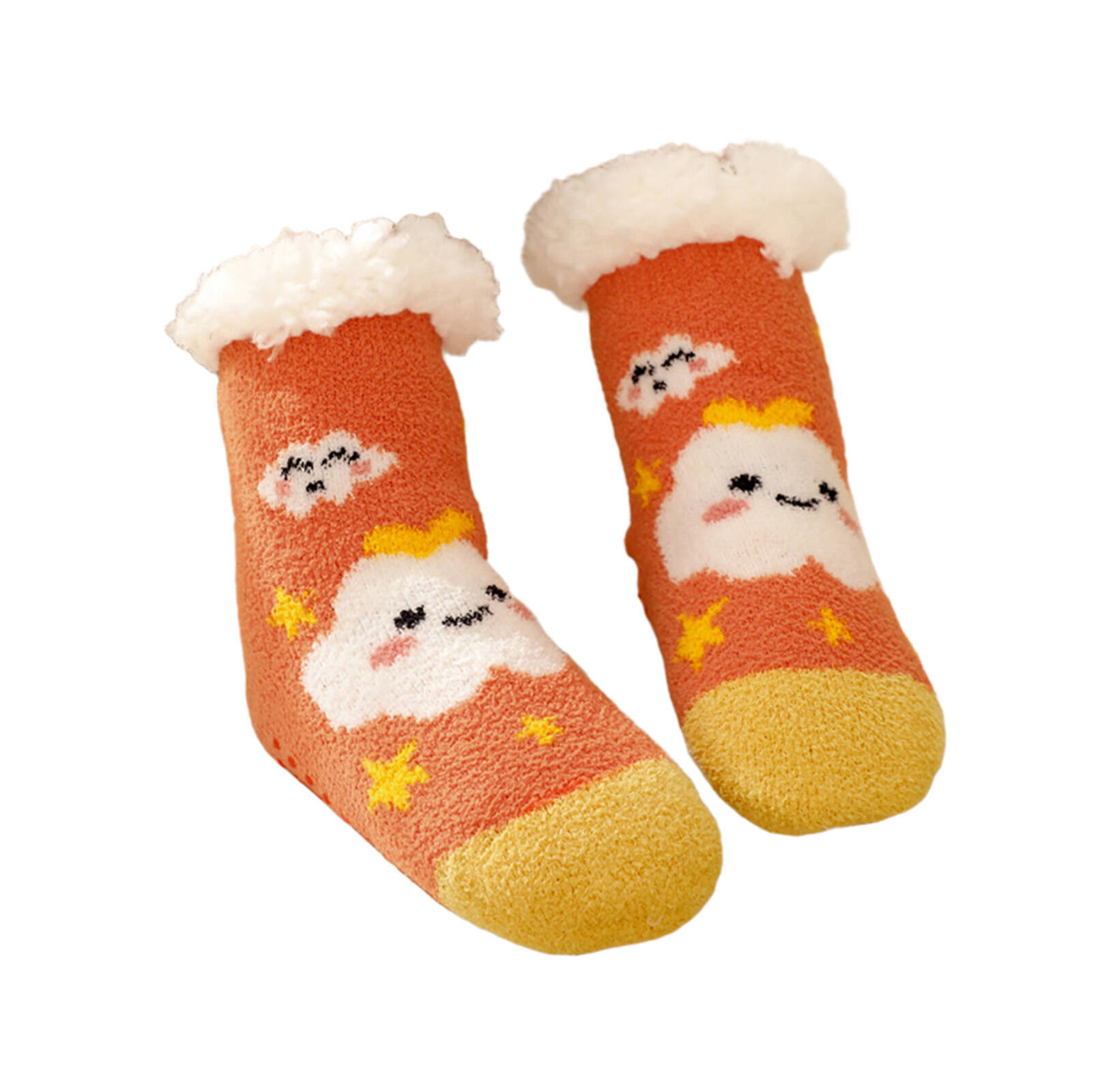 AUQ Socks Warm Thermal Fuzzy Socks,Plush Girls Socks for Relaxed Days,Clouds,Aged 3-6 Years